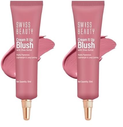 Swiss Beauty Cream It Up Blusher | Highly Pigmented | Long-lasting | Buildable & Blendable | All Skin Types | Shade- Cheeky Peach, 10ml