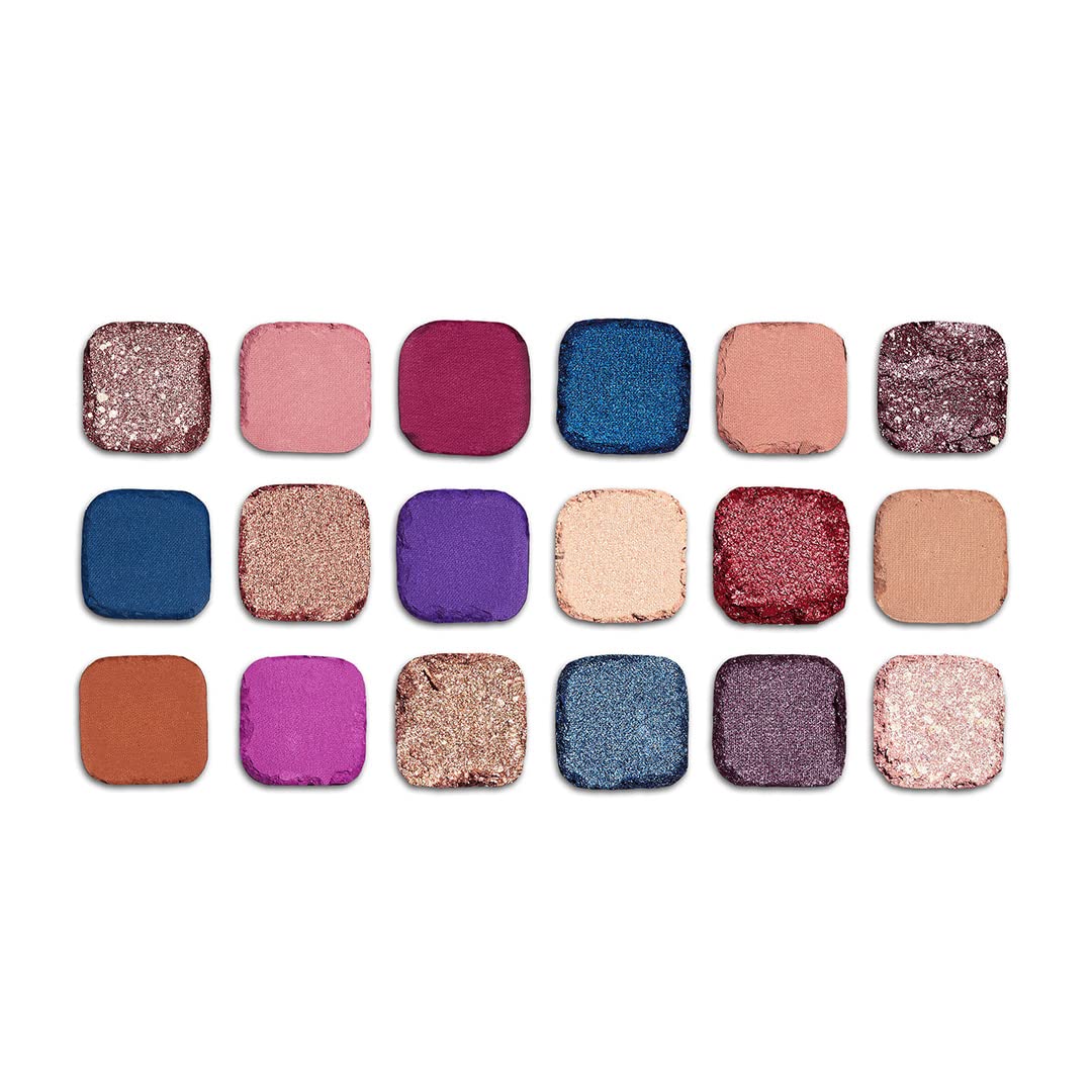 Makeup Revolution Eyeshadow Palette, Highly Pigmented includes 18 shades, Long Wearing and Easily Blendable Eye with Shimmary and Matte Finish, Forever Flawless Allure - 19g