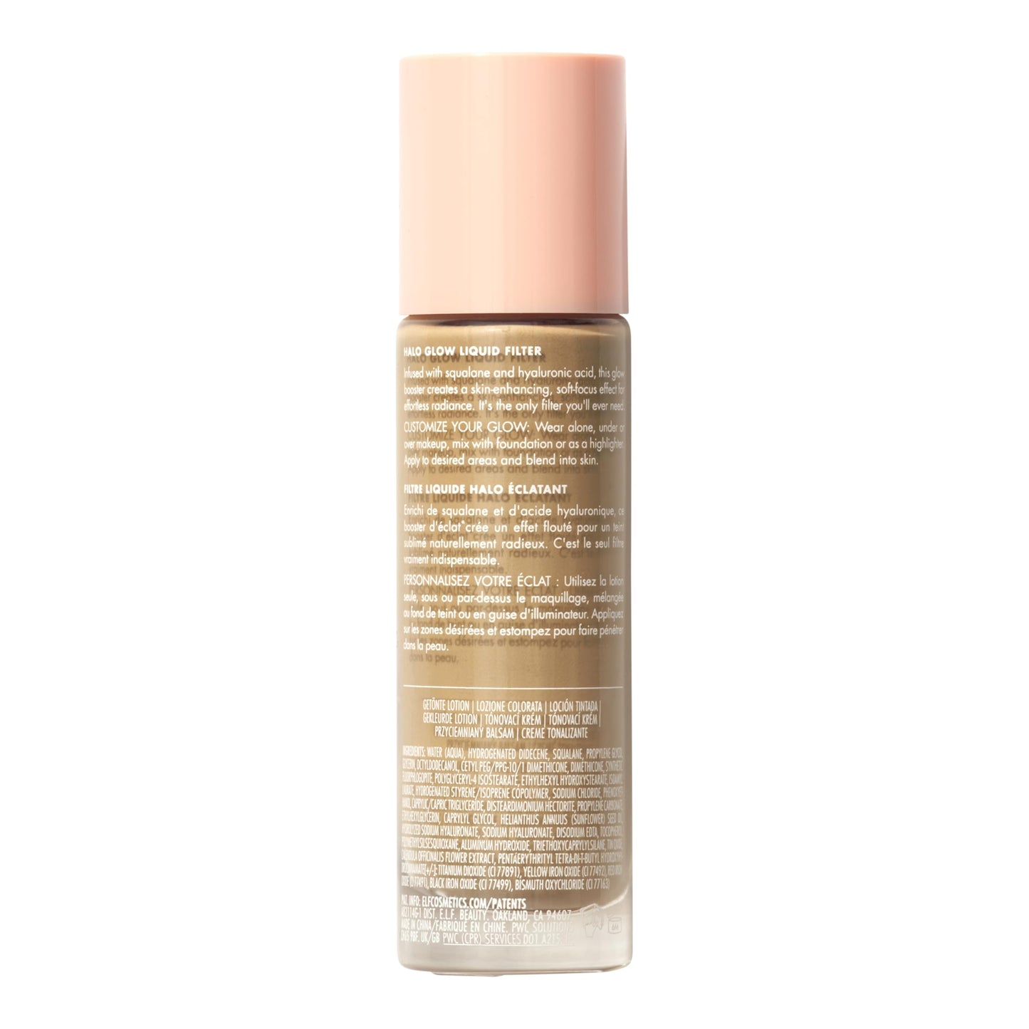 e.l.f. Halo Glow Liquid Filter, Complexion Booster For A Glowing, Soft-Focus Look, Infused With Hyaluronic Acid, Vegan & Cruelty-Free, 3 Light/Medium